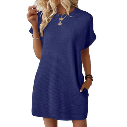 Women's Crew Neck Mini T-Shirt Dress Short Sleeve