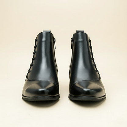 Men's Leather Chelsea Boots Polished Lace Up Black