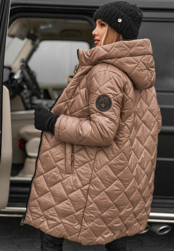 Women's Quilted Long Winter Coat With Hood