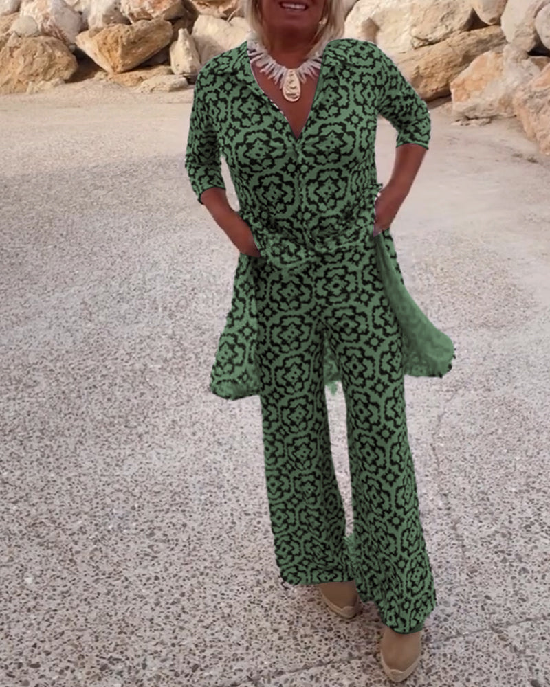 Women's Printed Two Piece Set Everyday Wear
