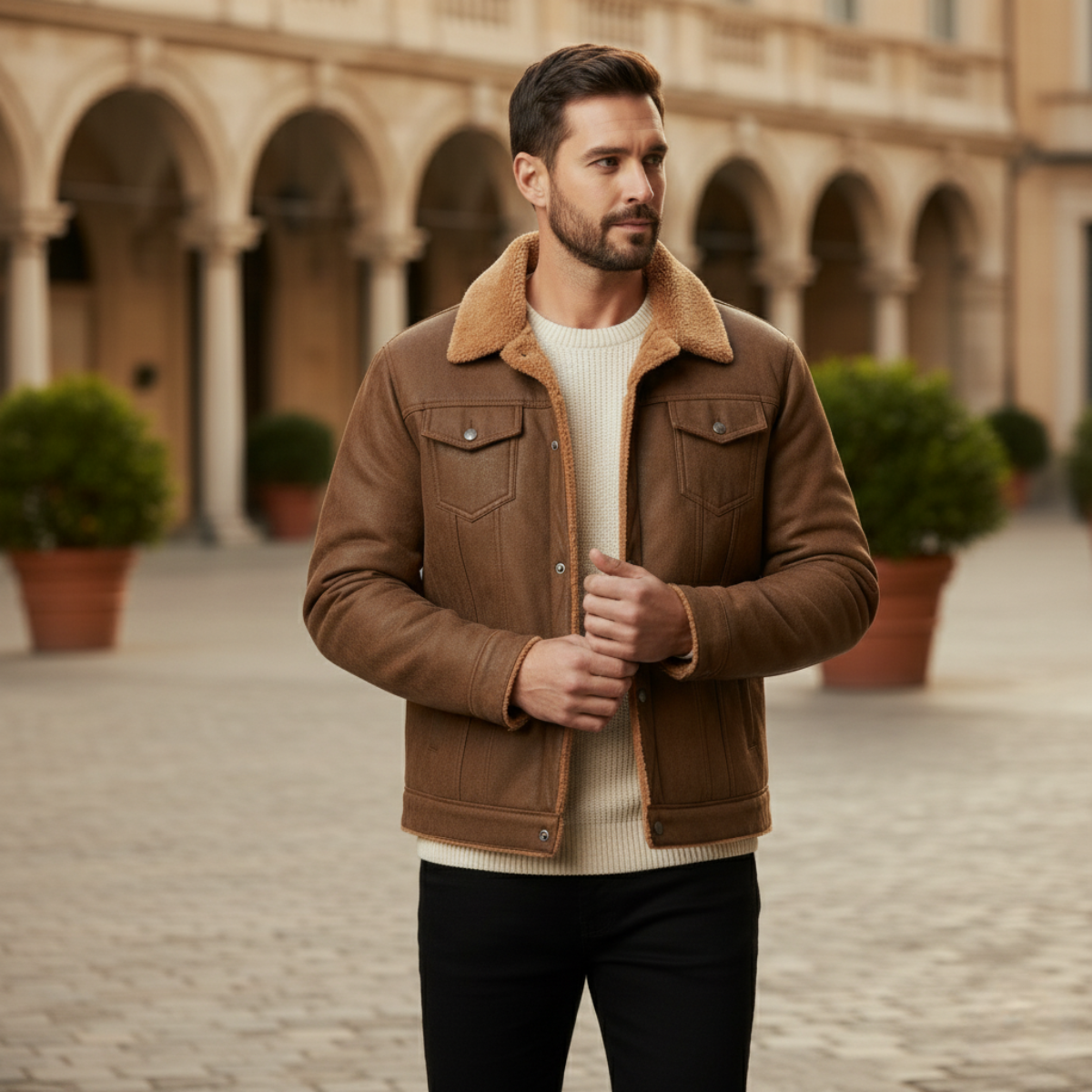 Men's Vintage Leather Shearling Jacket