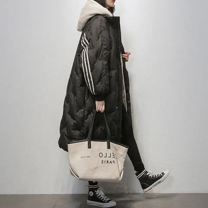 Gabrielle | Women’s Warm Hooded Quilted Long Coat