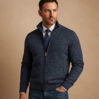 Men's Classic Knitted Zip Cardigan Stand Collar