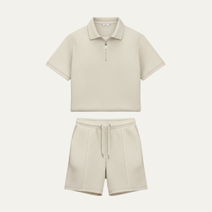 Men's Casual Summer Set Shirt And Shorts Solid Color