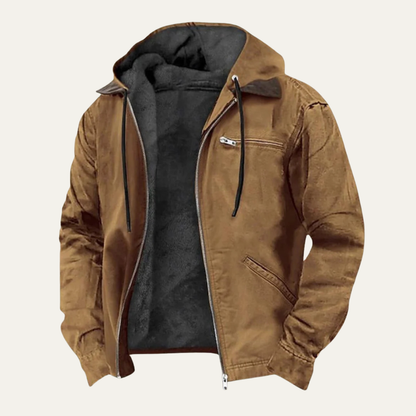 Men's Hooded Jacket Fleece Lined Warm Black