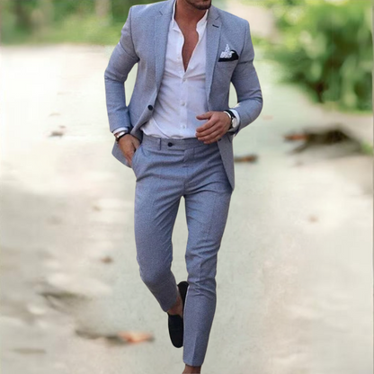 Men's 2-Piece Suit Buttoned Jacket And Pants