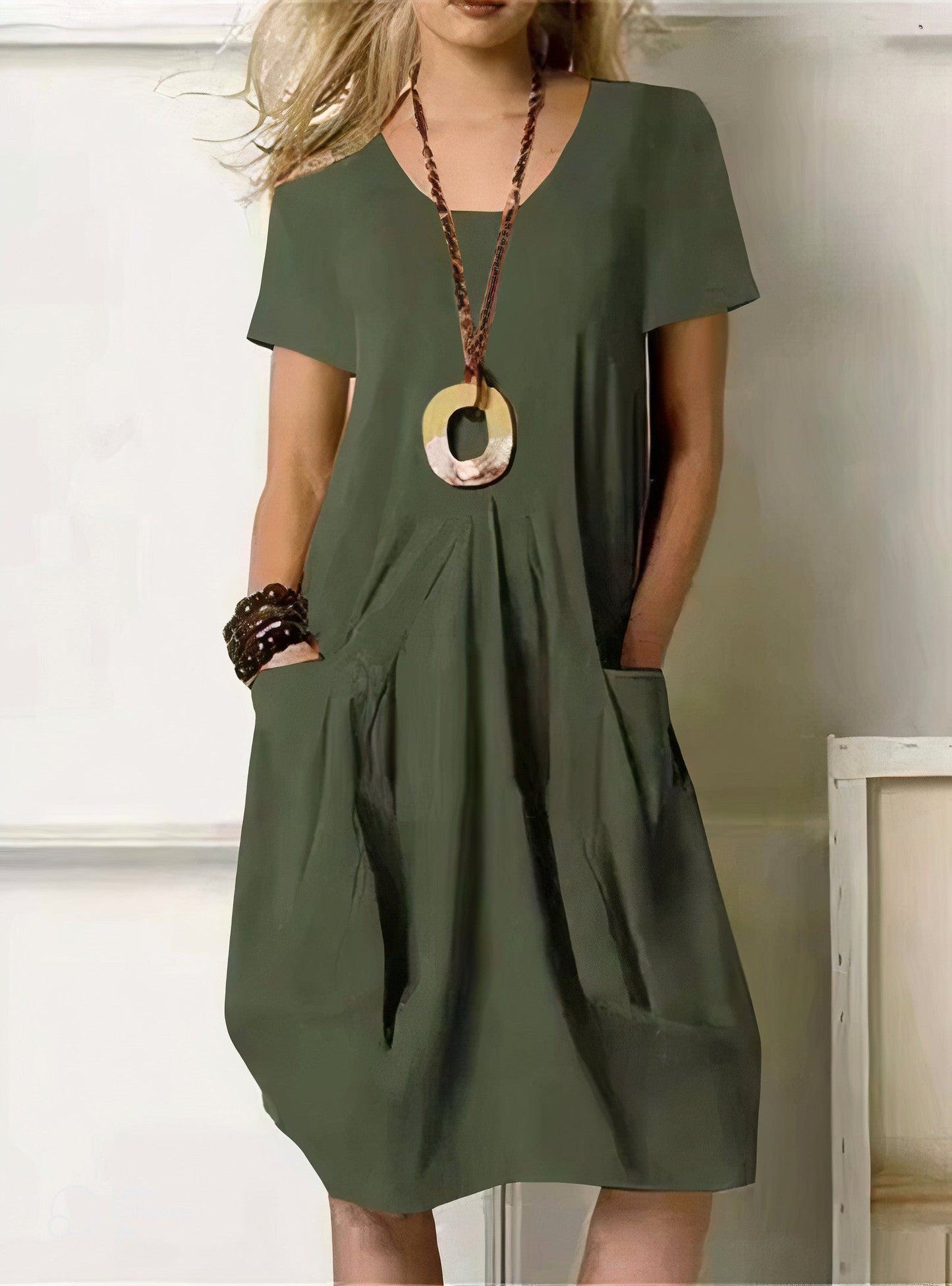Women's Relaxed Fit Short Sleeve Dress - Fashinoza