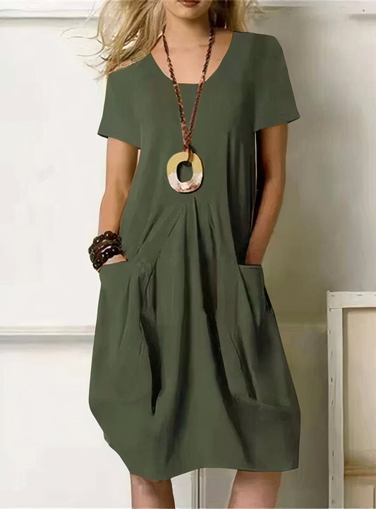 Women's Relaxed Fit Short Sleeve Dress - Fashinoza
