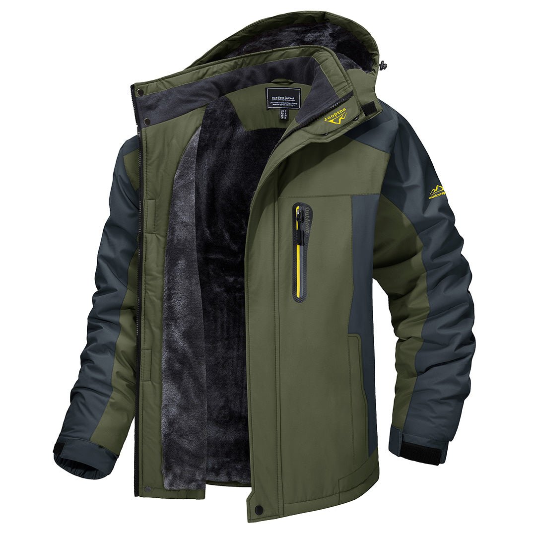 Men's Hooded Lined Jacket Waterproof Durable - 
Fashinoza