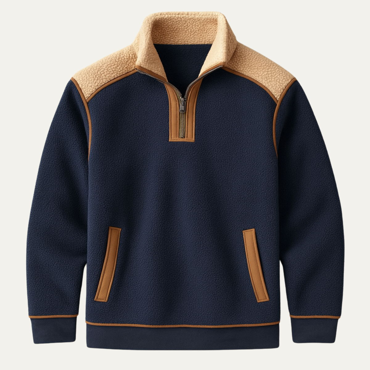 Men's Color Block Quarter Zip Fleece Sweater - Fashinoza