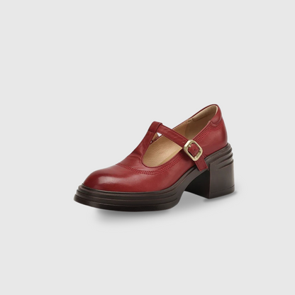 Women's Block Heel Mary Jane Pumps Round Toe Strap