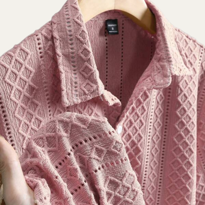 Men's Textured Button Up Shirt Casual Cotton