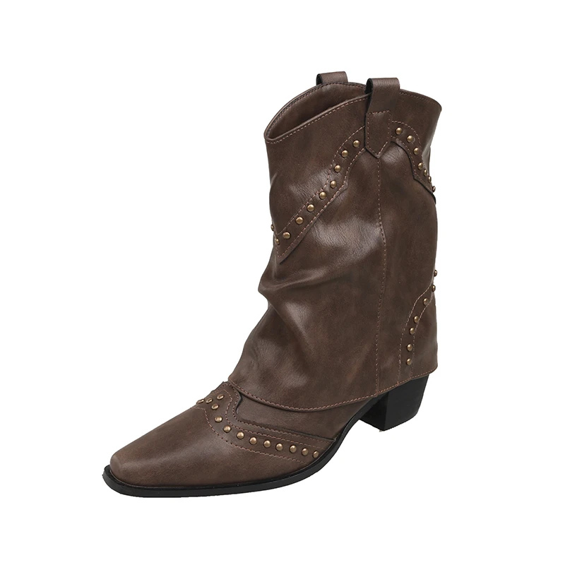 Women's Studded Ankle Boots Slouchy