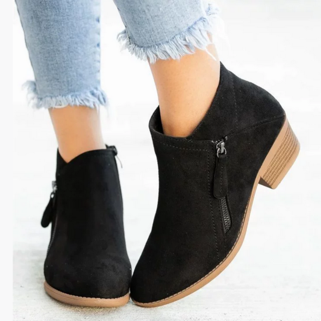 Women's Side Zip Block Heel Ankle Orthopedic  Boots