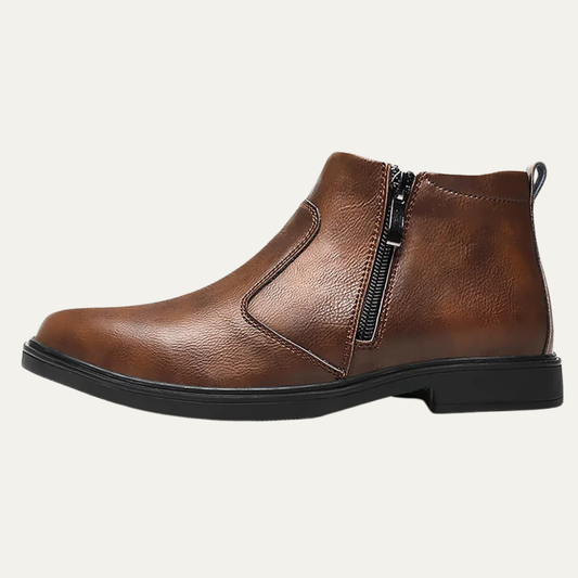 Men's Leather Chelsea Boots Side Zip Black - Fashinoza
