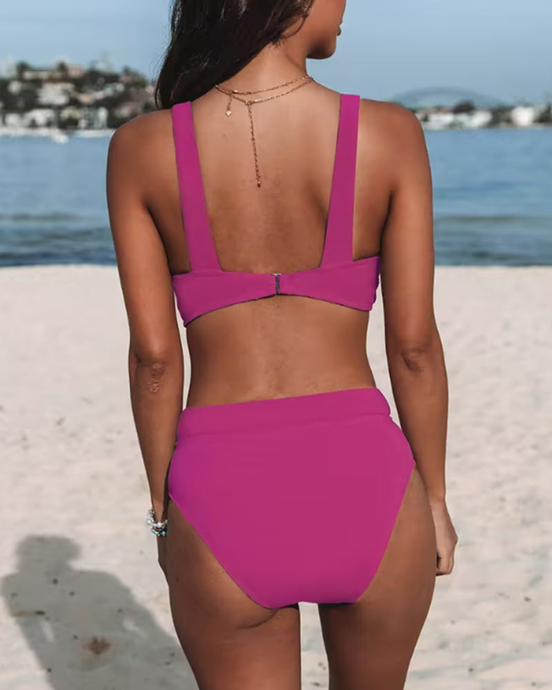 Women's High Waist Swimsuit Solid