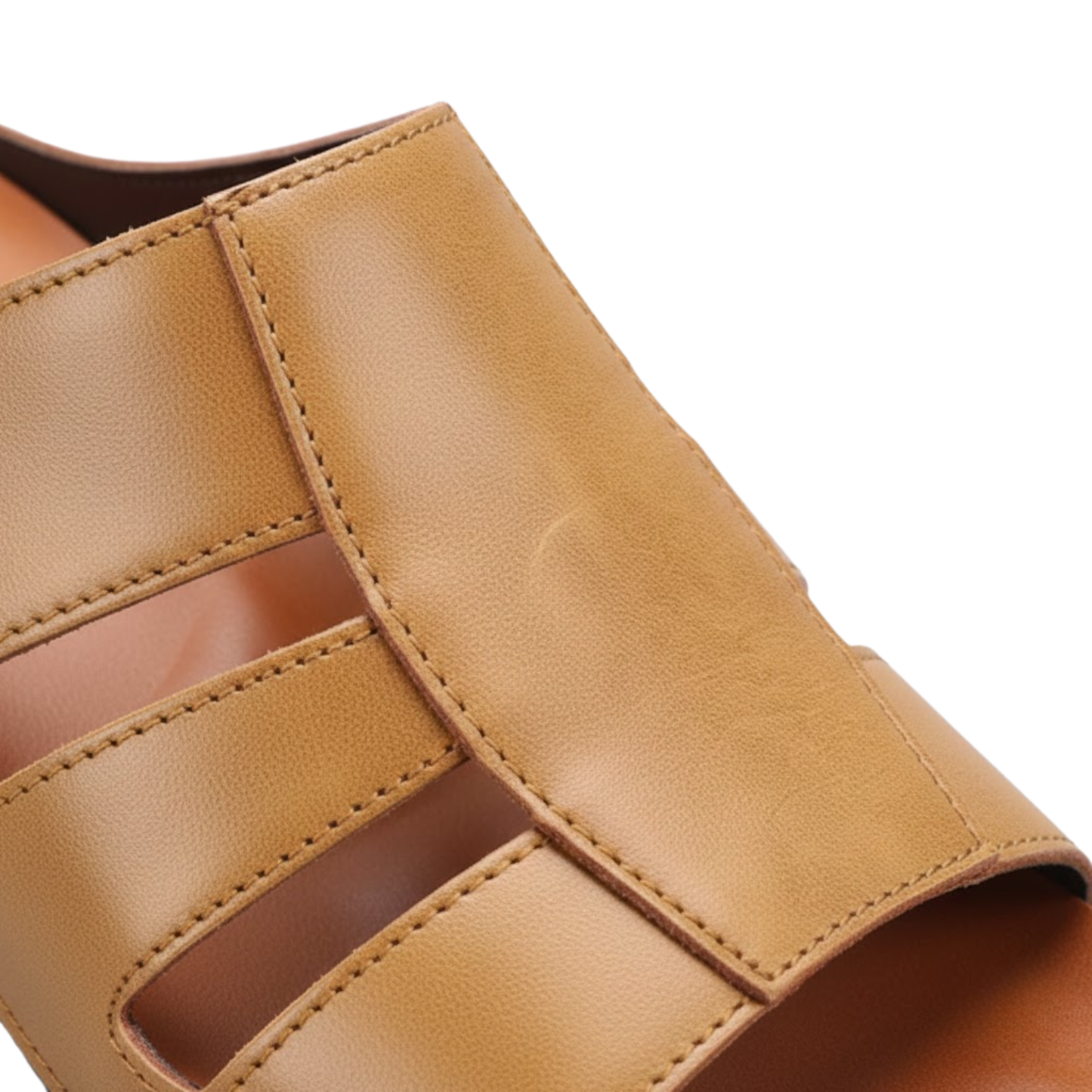 Men's Luxury Handmade Leather Peep Toe Slippers