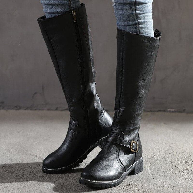 Claire | Classic Buckle Knee-High Boots for Women