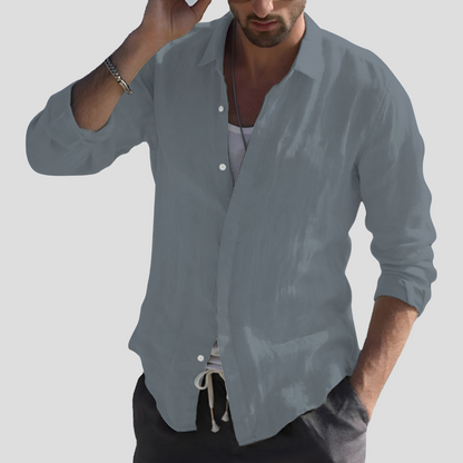 Linen Shirt Turn-Down Collar Natural
