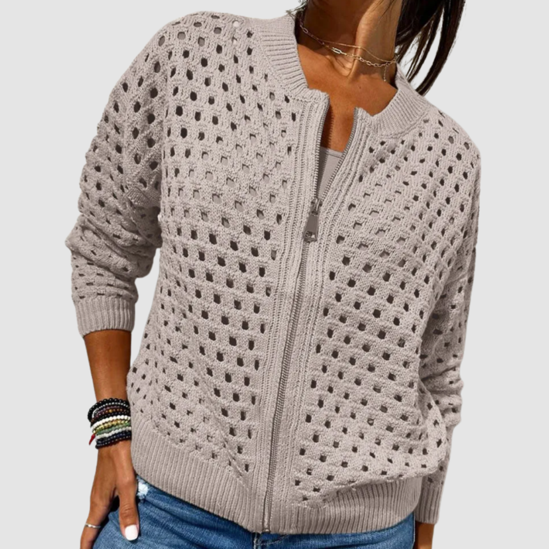 Breezy Zip-Front Knit Cardigan