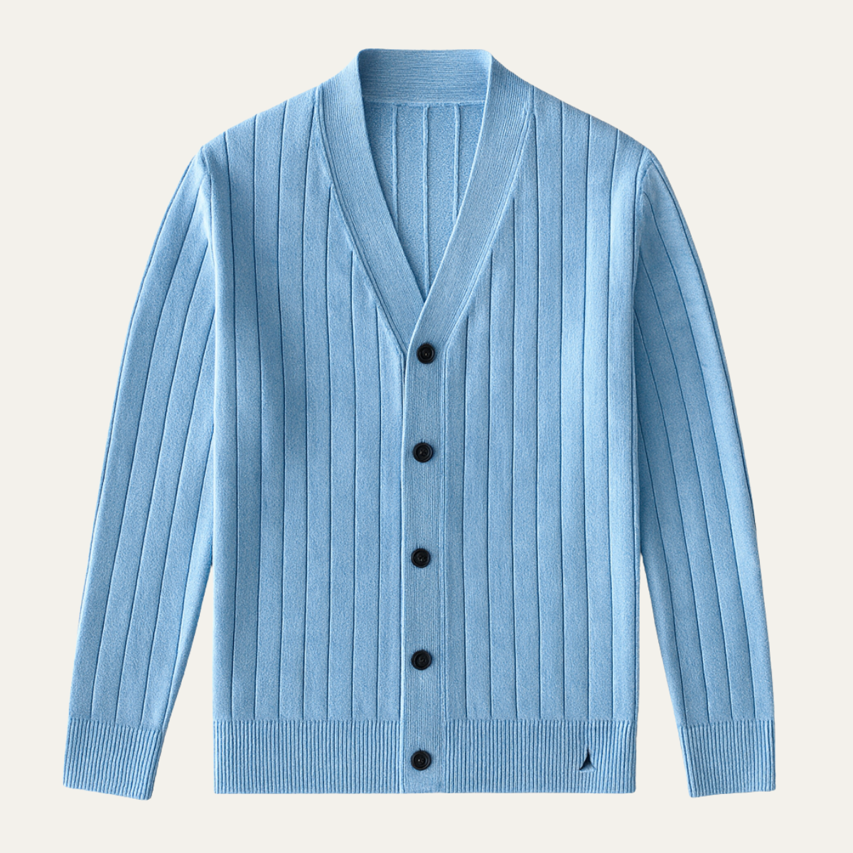 Men's Knit Cardigan Ribbed Button Up Beige - Fashinoza