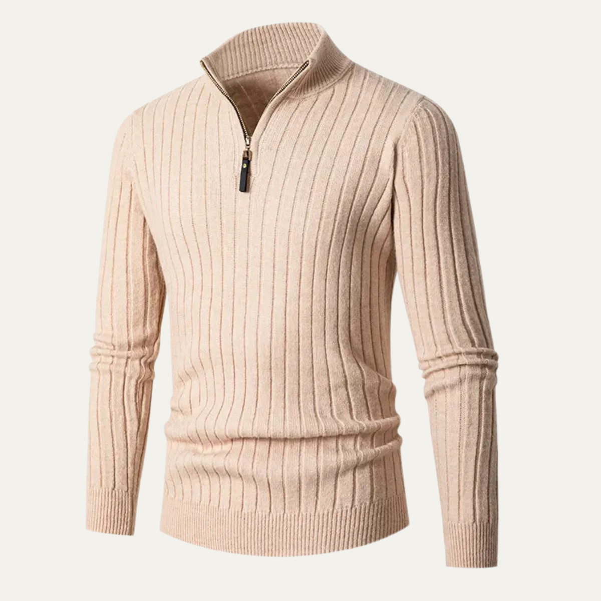 Men's Knitted Ribbed Sweater Half Zip Navy