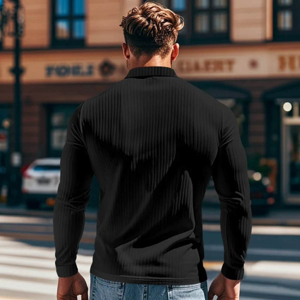 Men's Ribbed Polo Shirt Knitted