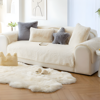 Faux Fur Sectional Sofa Slipcover - Fashinoza