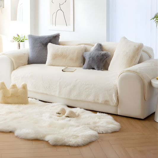 Faux Fur Sectional Sofa Slipcover - Fashinoza
