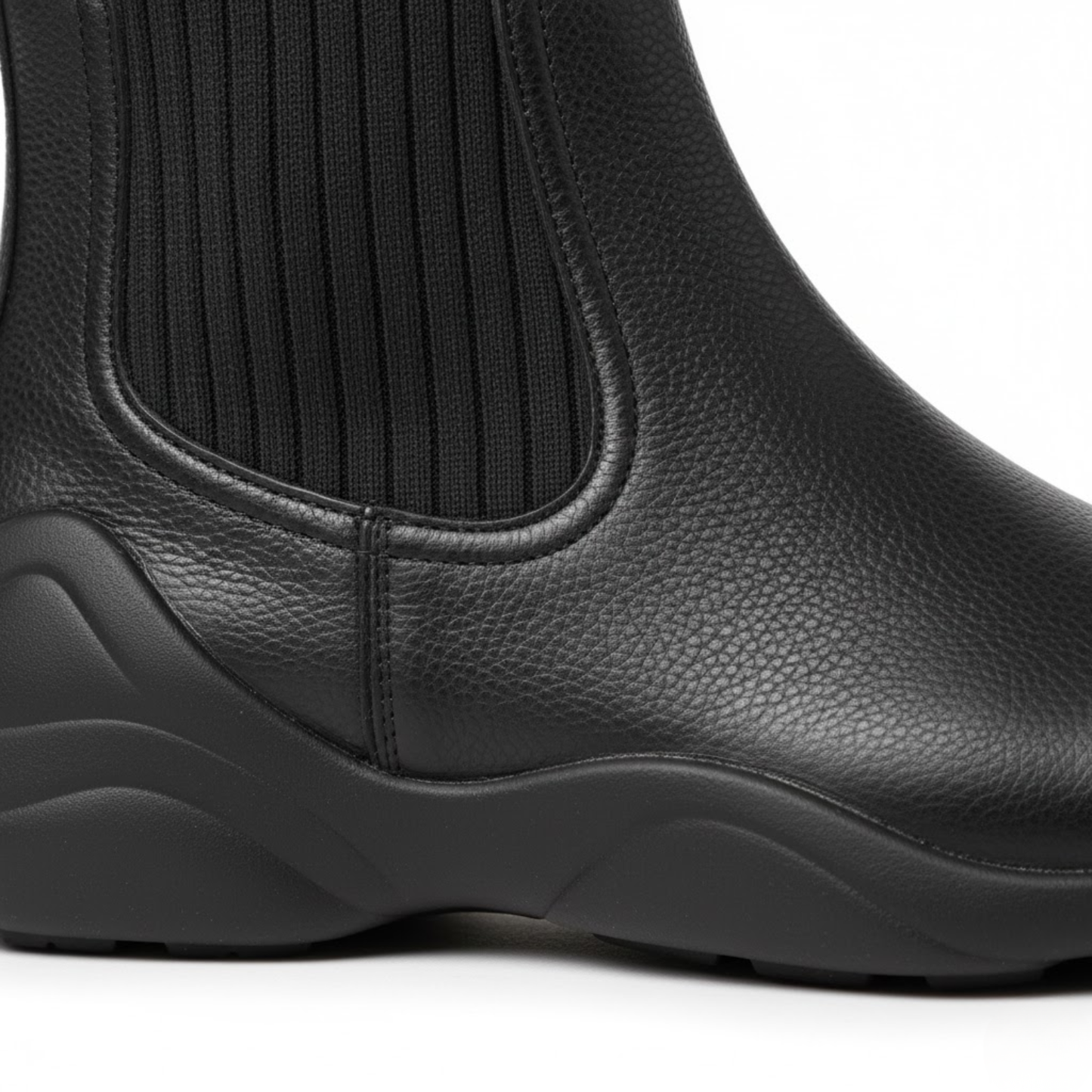 New Women's Soft Leather Stretch Sock Boots Autumn Winter Flexible Chelsea Fashion Boots