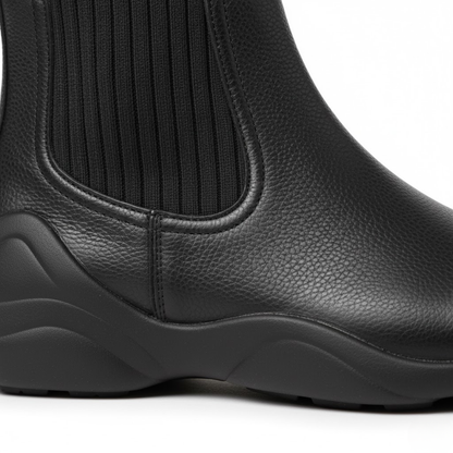 New Women's Soft Leather Stretch Sock Boots Autumn Winter Flexible Chelsea Fashion Boots