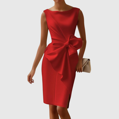 Women's Sleeveless Midi Dress Bow Detail