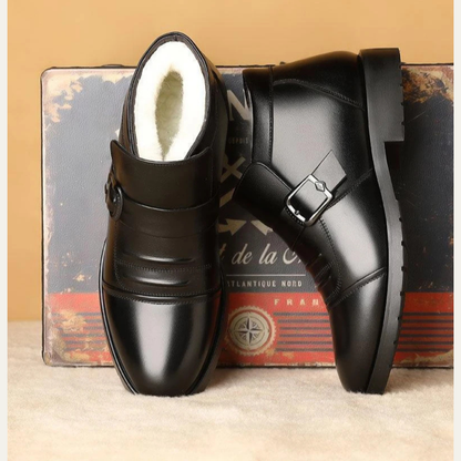 Men's Leather Snow Boots Insulated Fleece Lined Waterproof