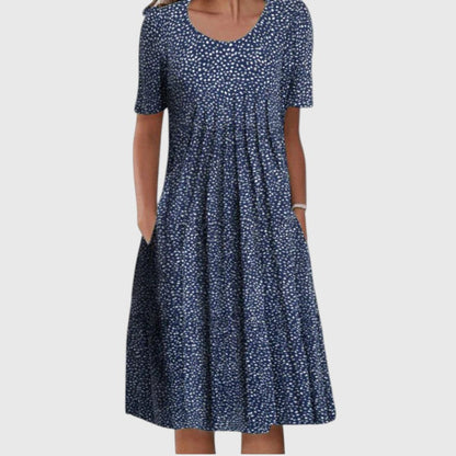 Printed Short Sleeve Midi Dress