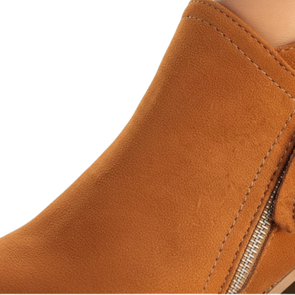 Women's Elegant Autumn Suede Ankle Boots Side Zipper Platform Chelsea Booties