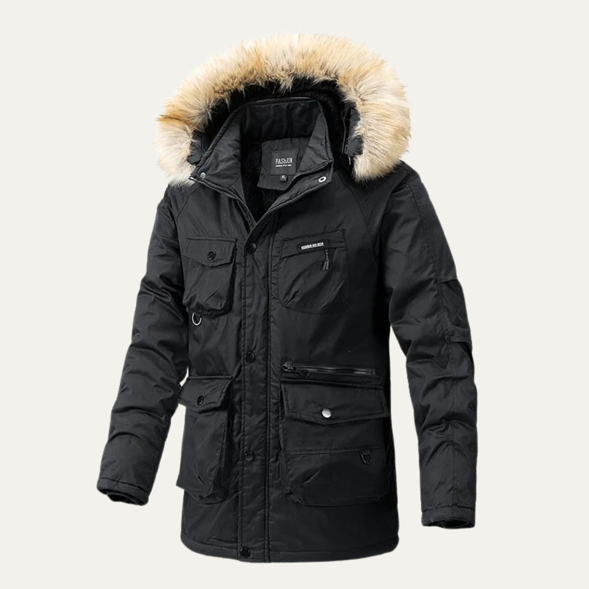Men's Down Jacket Hooded Long Outdoor Multi Pocket