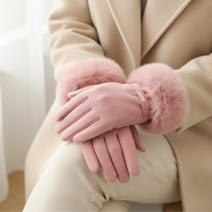 Fitted Winter Gloves with Fur Trim for Women – Cozy Cold Weather Protection Caliboot