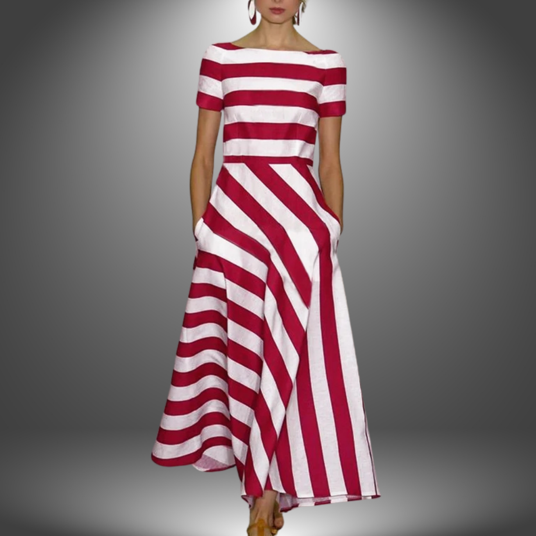 Women's Striped Maxi Dress Handcrafted - Fashinoza