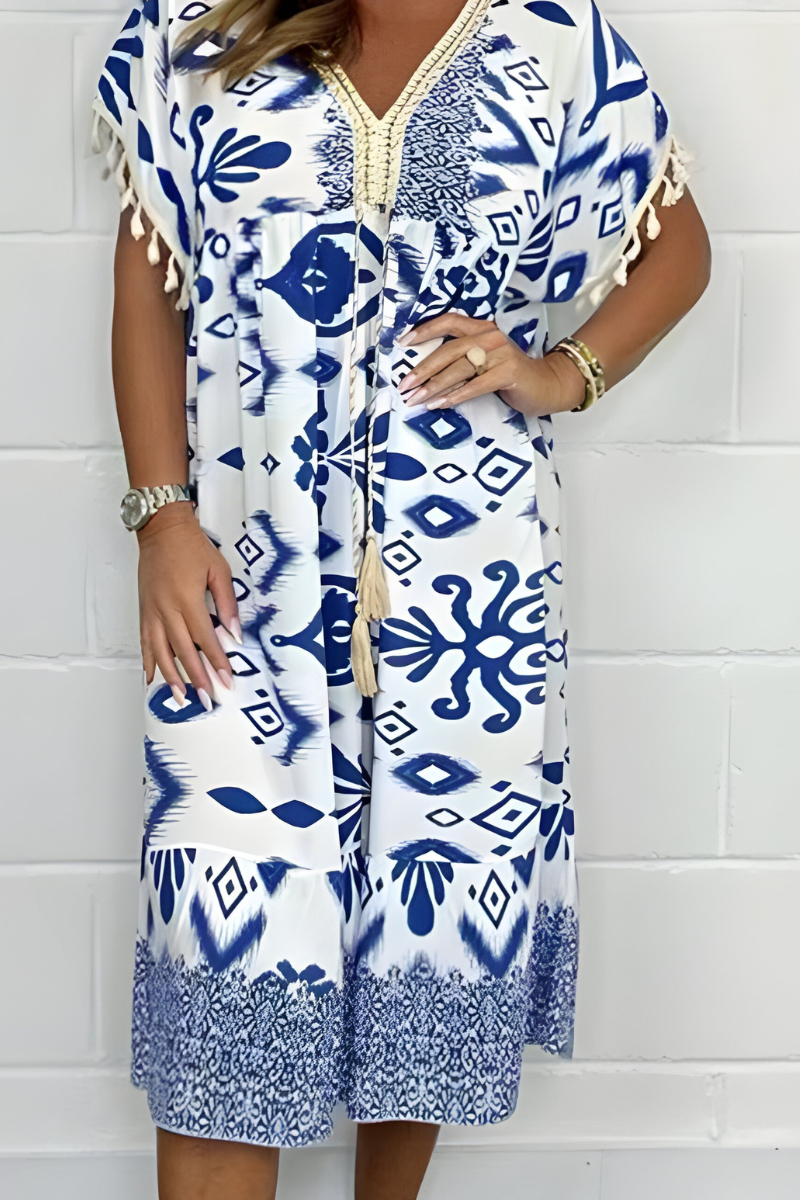 Women's Loose Fit Midi Dress Casual - Fashinoza