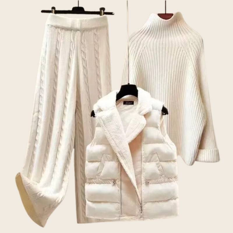 Women's Knitted Set White - 
Fashinoza