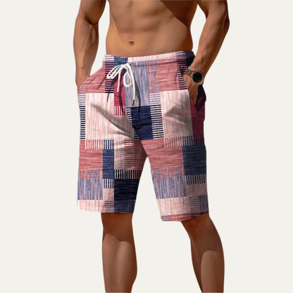 Men's Checked Summer Shorts Drawstring Casual