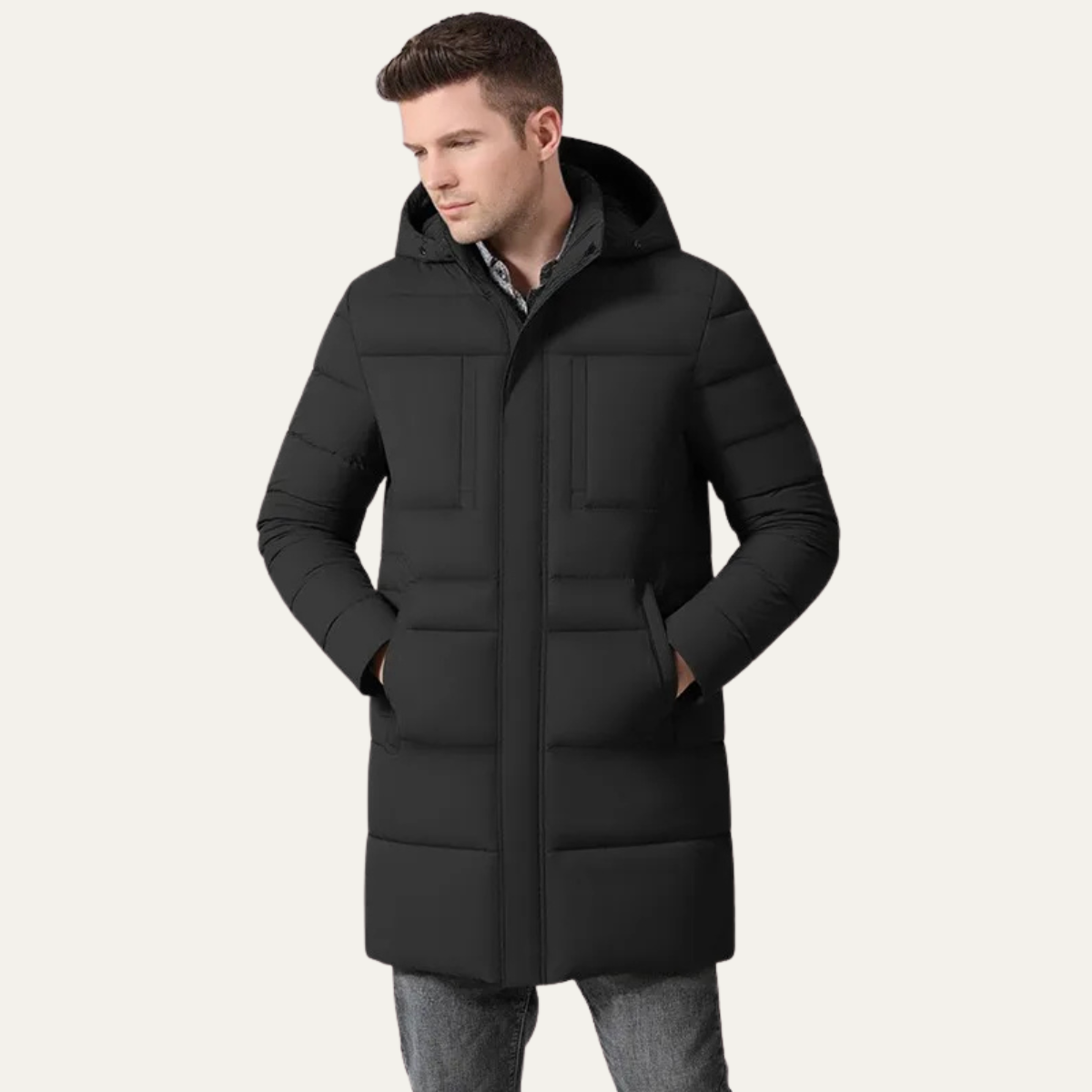Men's Long Winter Cotton Parka Coat Windproof