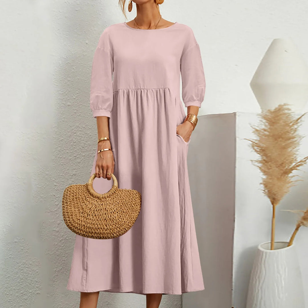 Women's Midi Patchwork Dress Comfortable Casual
