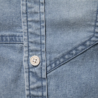 Mens Slim Fit Denim Shirt Cowboy Style Blue