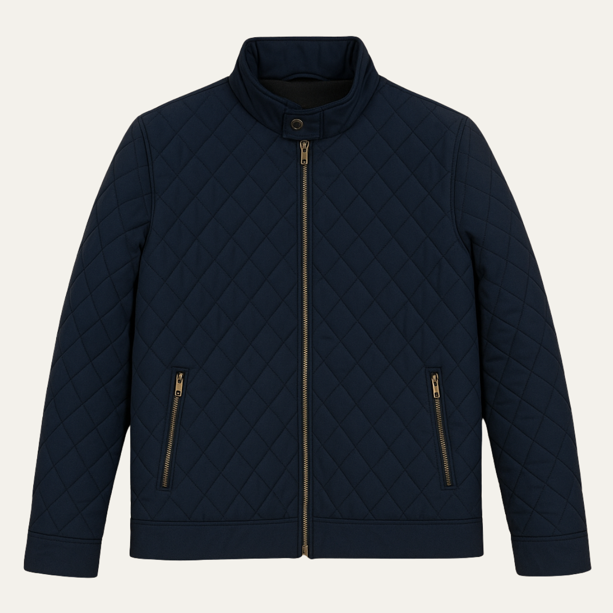Men's Quilted Coat Lightweight Zip Pockets - Fashinoza