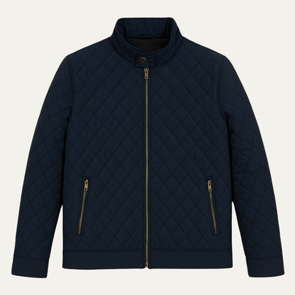Men's Quilted Coat Lightweight Zip Pockets - Fashinoza