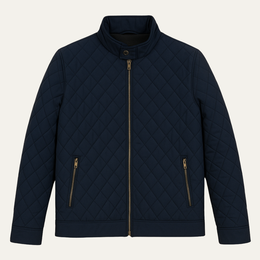 Men's Quilted Coat Lightweight Zip Pockets - Fashinoza