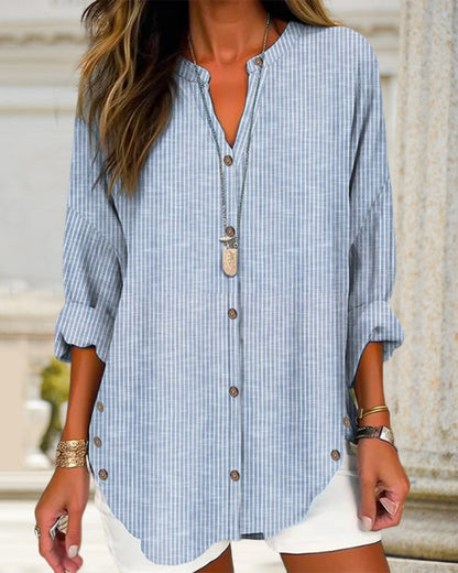 Ivy | Women Spring Striped Button Front Blouse Top