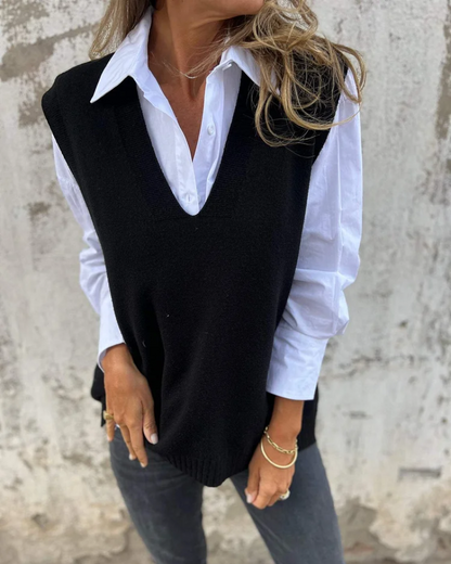 Women's Sleeveless V-Neck Knit Sweater