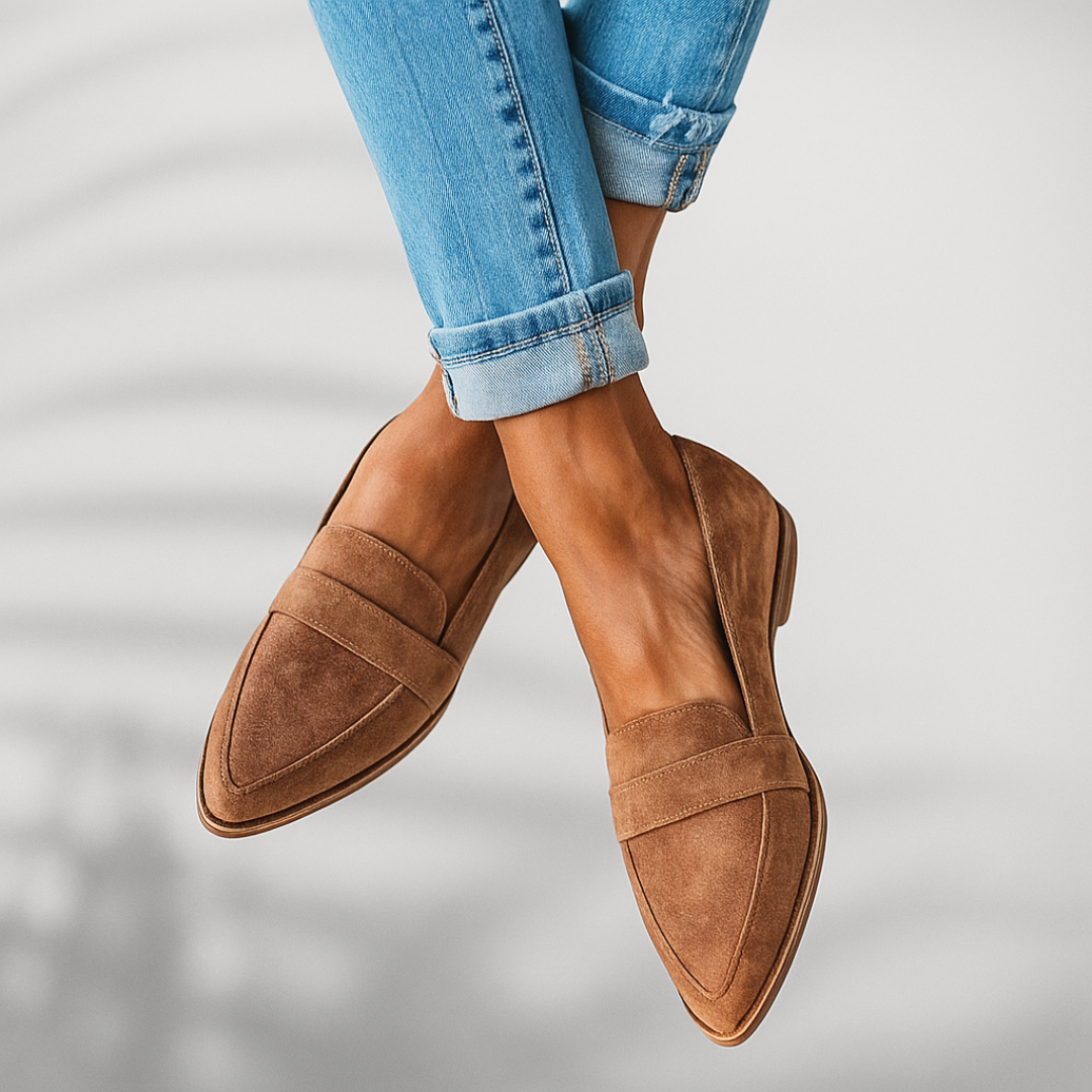 Women's Pointed Toe Loafers Strap Detail